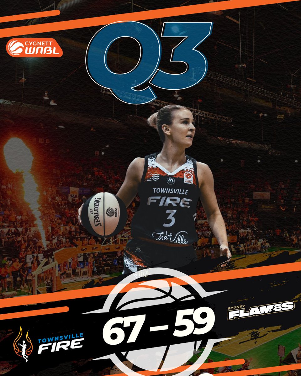 Fire girls are killing it in the 3rd qrt leading 67 - 59 🔥🔥 📺 Watch live on the 9Now App #BePartOfIt #TownsvilleFire #FireupTownsville #PaintTheTownOrange #GameDay