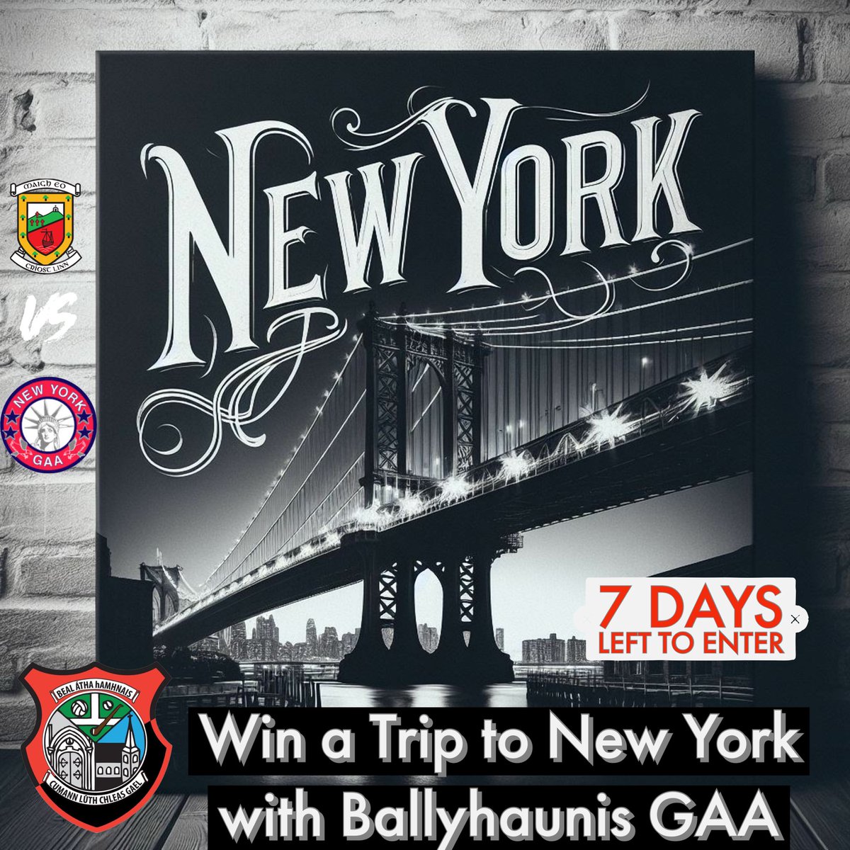 We are into the final week of selling our raffle tickets… make sure not to miss out and get your ticket today. #WinaTripToNewYork

Available online here ⤵️
member.clubspot.app/club/ballyhaun…

Best of Luck 💚❤️🖤
