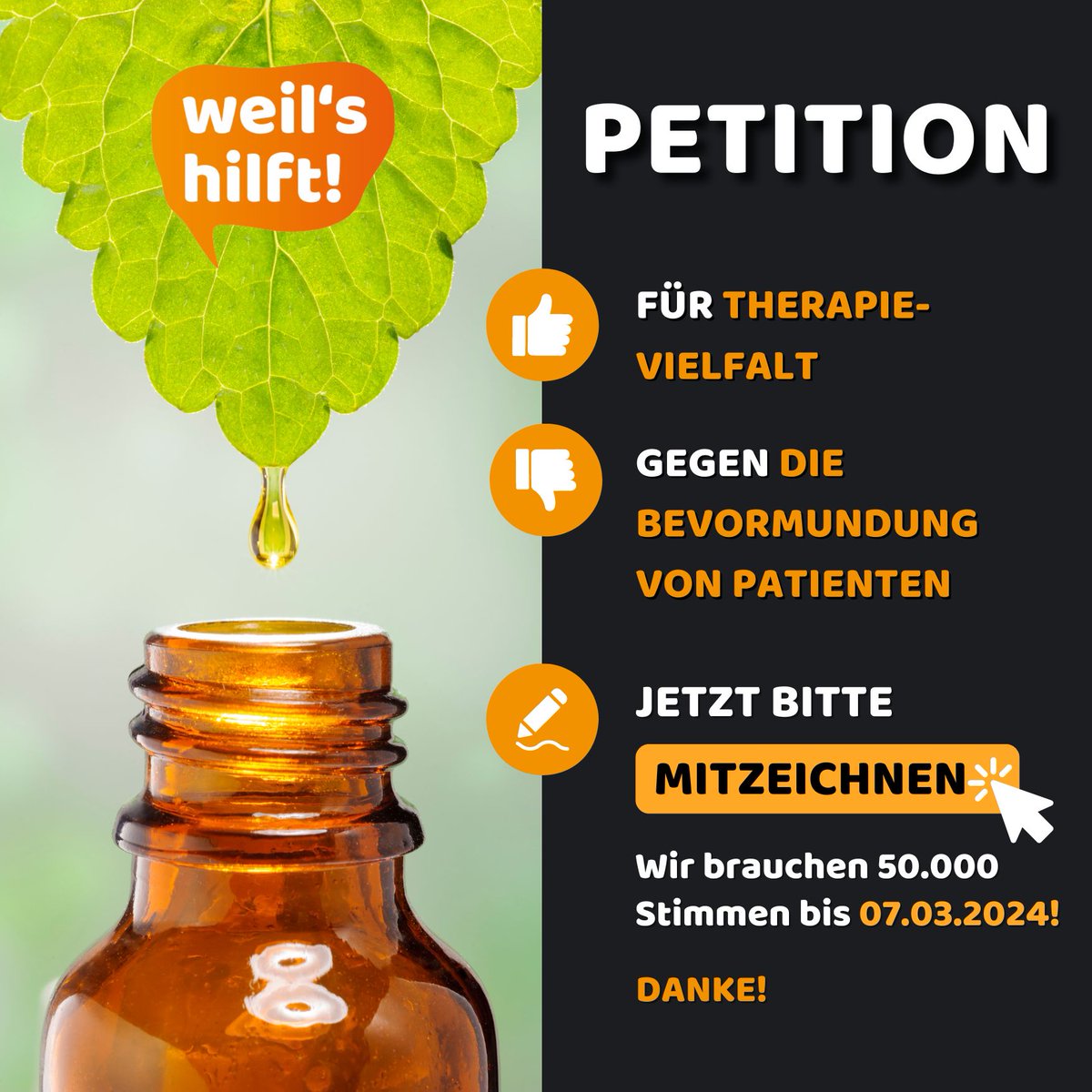Das Ziel von mind. 50.000 online Unterschriften ist erreicht, das Anhörungsrecht im #Bundestag ist gesichert. Die Petition pro Homöopathie geht aber auch auf Listen bis zum 7.3. weiter! @Karl_Lauterbach @BMG_Bund @spdbt @GrueneBundestag @fdpbt @cducsubt