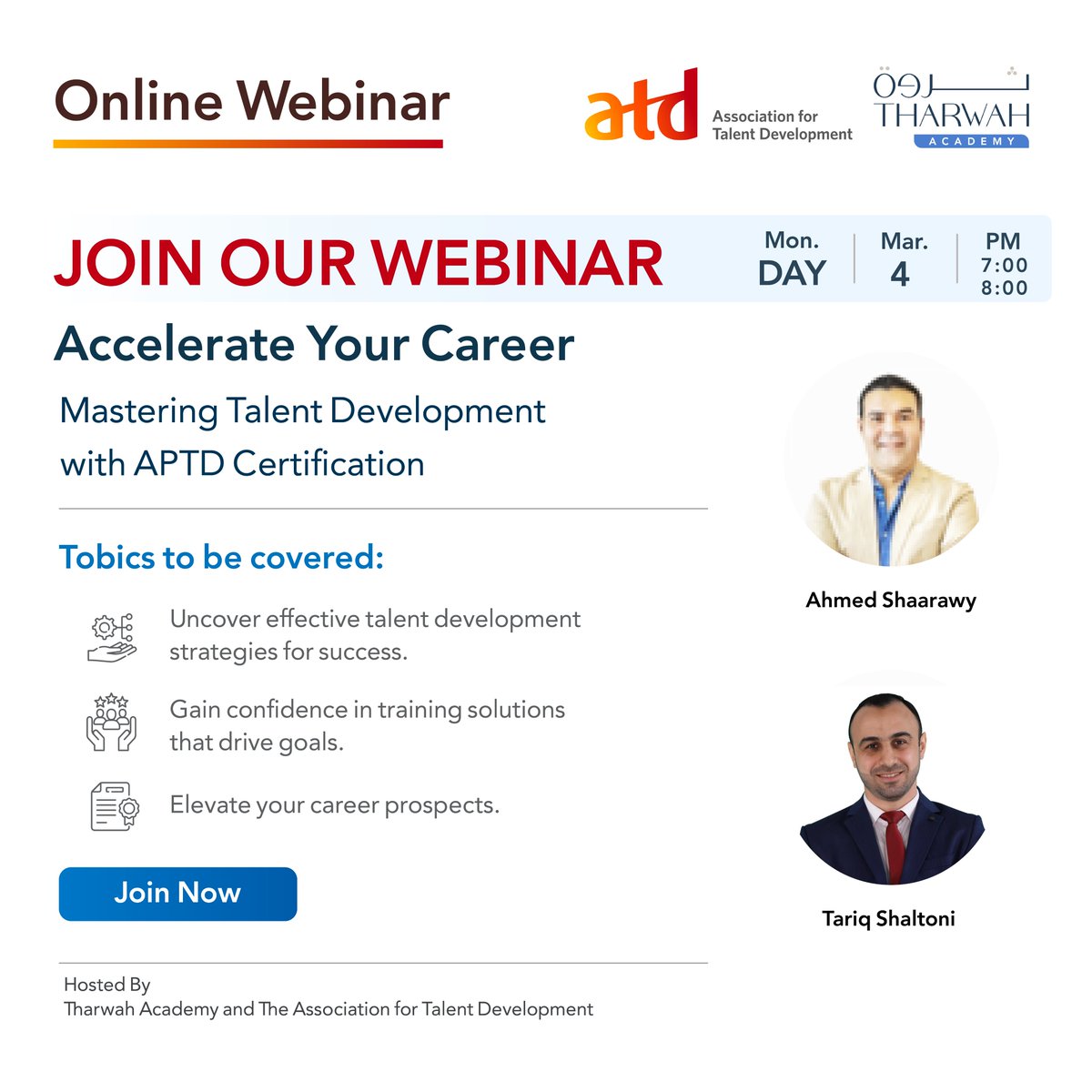 Accelerate your career and differentiate yourself as a learning professional. Know more about #APTD Certification by attending our Webinar on Monday the 4th of March at 7:00 P.M. Sign up now: us02web.zoom.us/webinar/regist…