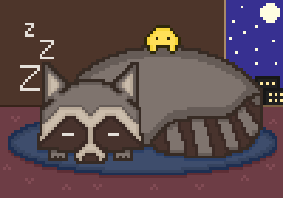 Sleeping raccoon by me