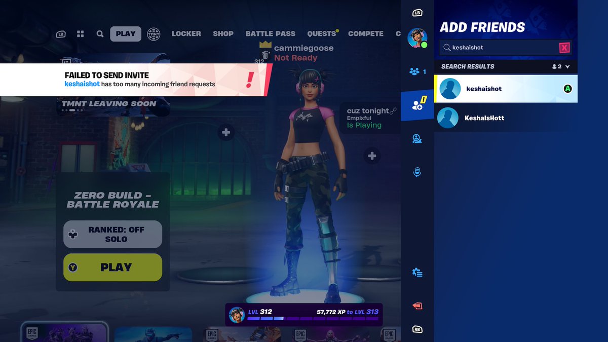 wackkk i wanna be friends with @KeshaRose on fortnite 😩