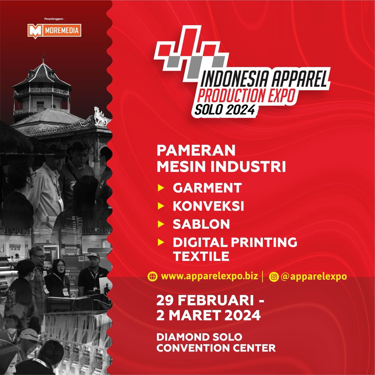 Pameran yang bisa bikin bisnis melesat di 2024!

Pengunjung gratis masuk ke pameran ini, dengan syarat mengisi form registrasi online di bit.ly/DaftarIAPE

Informasi lebih lanjut silahkan follow @apparelexpo 
#iape2034 #apparelexpo #apparel #exposolo #evebtsolo #kotasolo