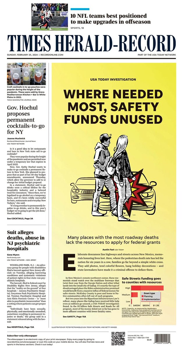 🇺🇸 Where Needed Most, Safety Funds Unused ▫Many places with the most roadway deaths lack the resources to apply for federal grants ▫@a_fast ▫tinyurl.com/27lw5nm2 #frontpagestoday #USA @recordonline 🇺🇸