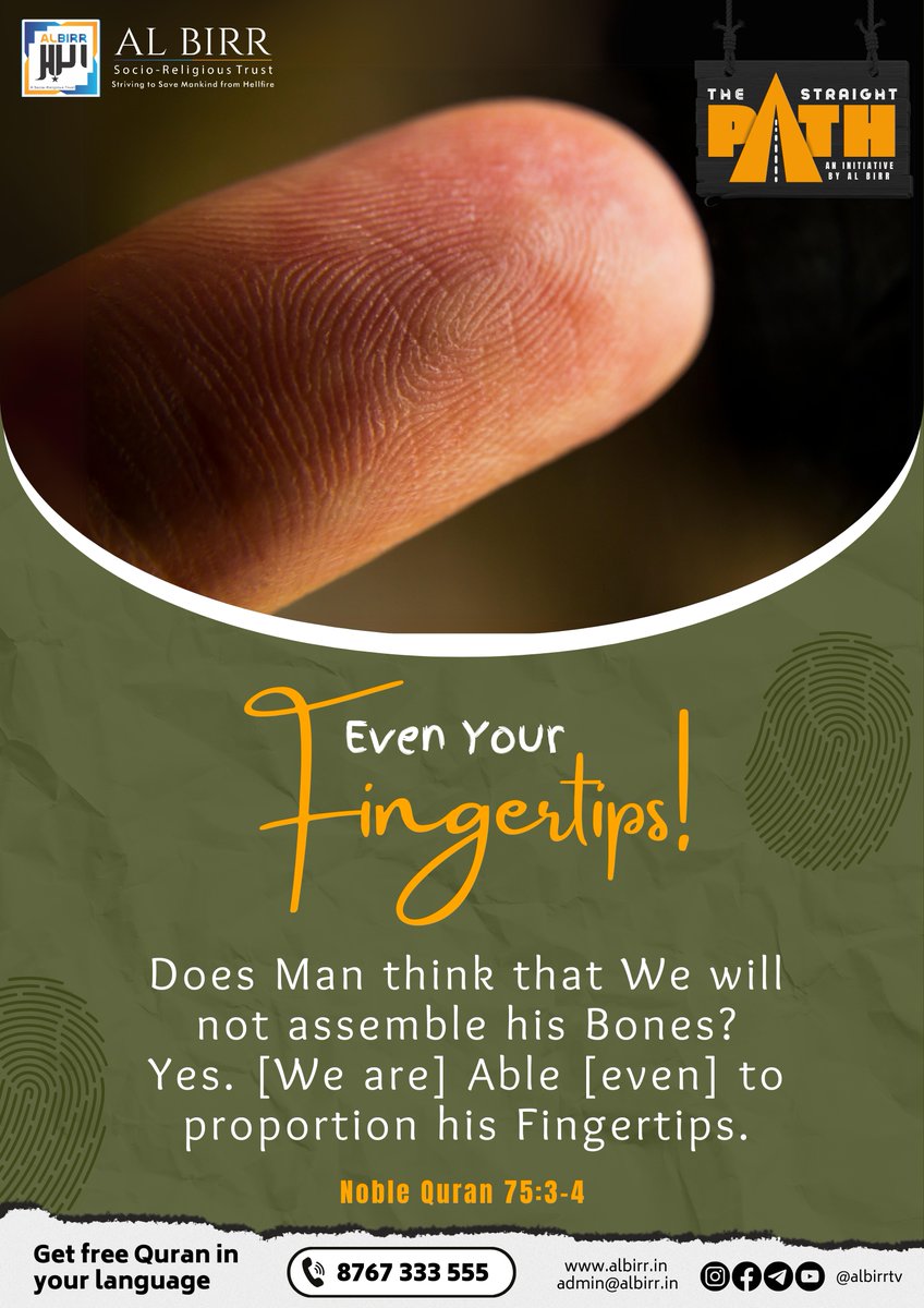 Al_Birr's tweet photo. #islamicposter #english #islamicreminder #finger #fingertips #fingerprint #biology #humanbody #QuranicStudies #quranandscience #quran #quranquotes #quranverses #quranreminder https://t.co/GCIe3ocYPV
