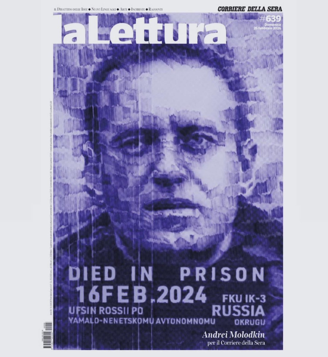 severinocolombo's tweet photo. Il volto de @La_Lettura 

Il nuovo numero de «la Lettura» è oggi nell’App e in edicola con il @Corriere La copertina è firmata da Andrei Molodkin in memoria di Aleksei Navalny 
Con:
#alekseinavalni #scottturow #aigenberg #iboreali #aminmaalouf #joycecaroloates #callmyagent https://t.co/JIOQUKFIfM