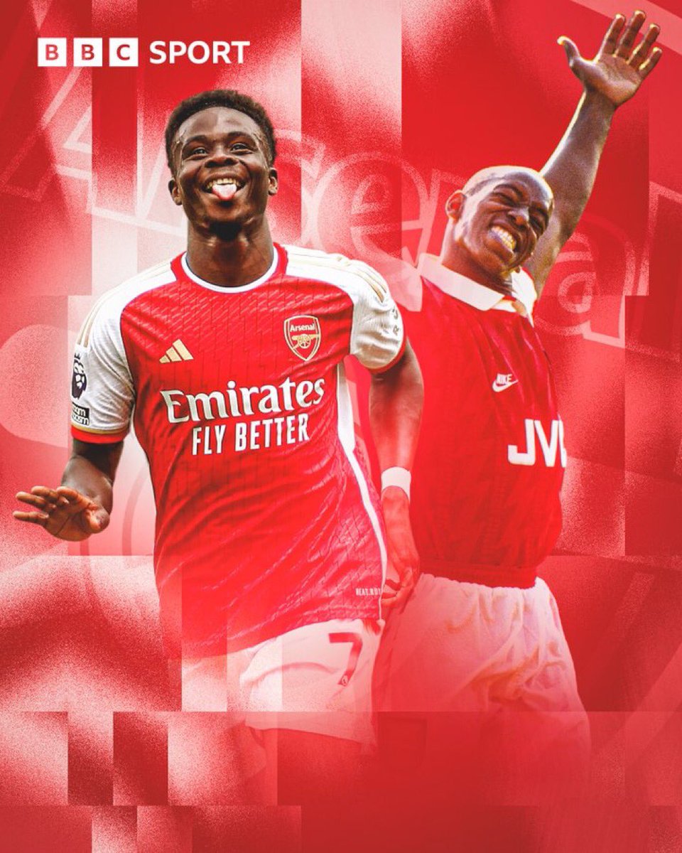 GreatNuamz's tweet photo. Bukayo Saka 🤝 Ian Wright
Bukayo Saka is the first English player to score in five consecutive Premier League games for Arsenal since @IanWright0 in 1994.
#SportsHulaHoop #KKSN https://t.co/3F9YSN0nOo