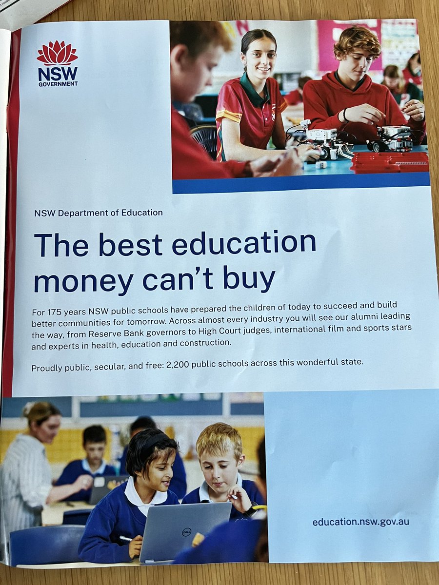 the NSW Department of Education trolling this years private schools guide