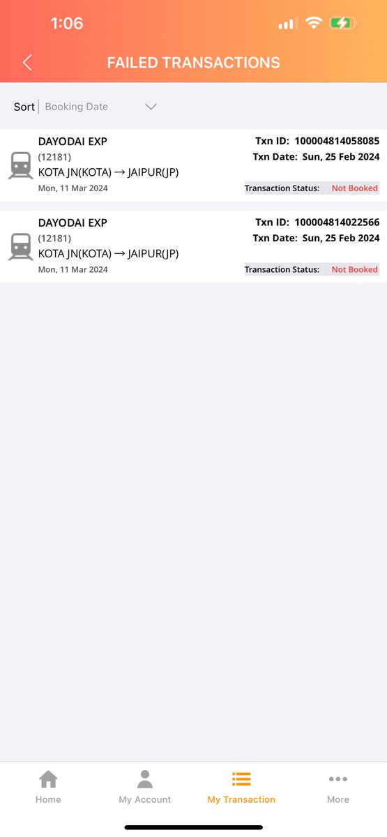 akakshat's tweet photo. Dear @IRCTCofficial ,

I successfully made a payment for my reservation ( Kota To Jaipur), but PNR generation failed (Even 2 Times) 

Booking ID: Please check attached file

Urgently seeking your assistance to resolve this matter.

Thank you,
Akshat Gupta https://t.co/8IRGIVUd2V