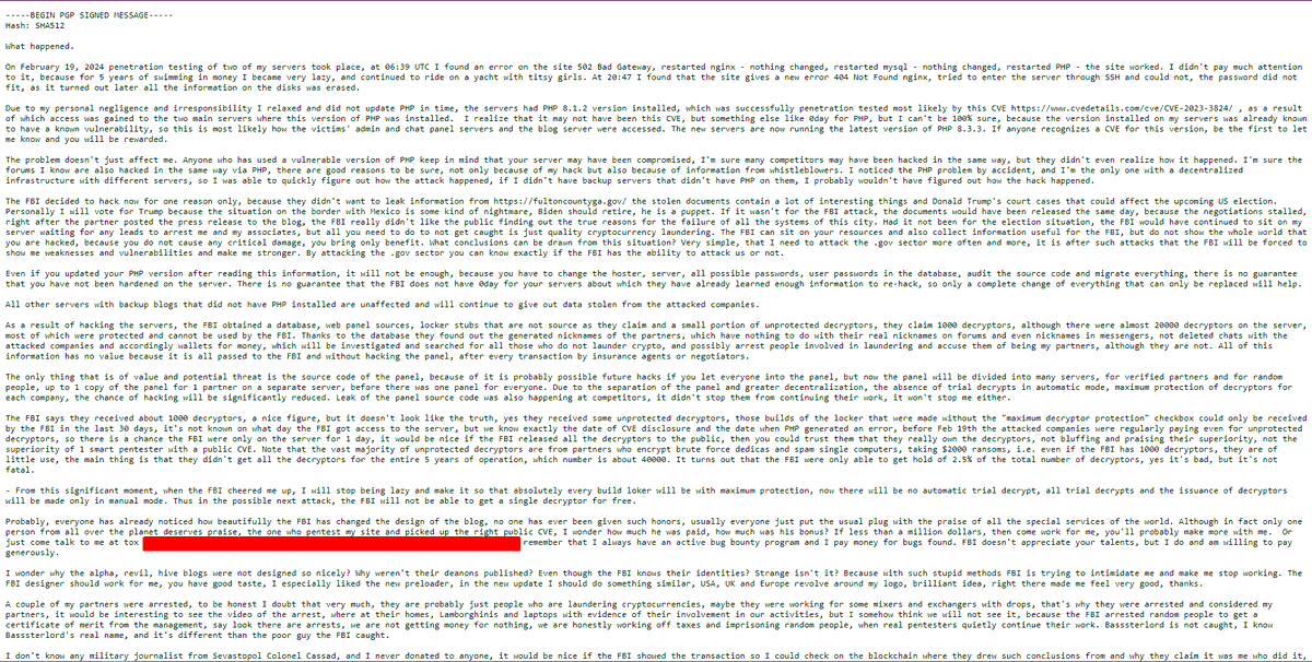 _SaxX_'s tweet image. 🚨🔴CYBERALERT🔴| LOCKBIT REFAIT SURFACE !

Cette histoire devient folle !

Alors que les forces de l'ordre avec le FBI, Le NCA et Europol fermaient, hier à minuit, le précédent site vitrine de #lockbit sur le darkweb, ces derniers ont lancé un nouveau site vitrine. 🤯

Le site…