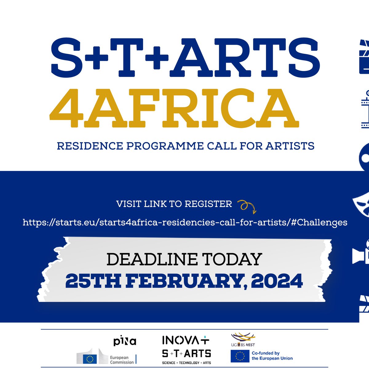 You still stand a chance to enter the competition.

Apply to the *STARTS4AFRICA Challenge #number7* and let’s innovate for change with a touch of your creative flair😉. 

The first of it kind in Ghana!! Our Ghanaian Creatives…Let’s gather👩‍🎨🇬🇭👨‍🎨

starts.eu/starts4africa-…