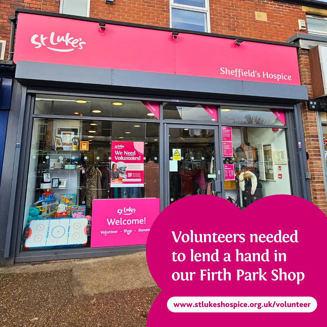 (1/2) #VolunteersNeeded! We're on the lookout for volunteers to lend a hand at our Firth Park shop. Whether you're a pro at sorting through stock or fancy giving the till a whirl, we'd love to have you on board!
