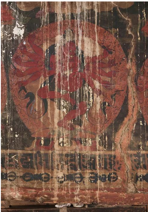 Lhatseri's tweet photo. These mural dating back to the 14th Century will be submerge, no attempt to save them, that is why the intensity of the protest &amp; deep anger among the local people.,   #Buddhism #Tibet #China #damprotest https://t.co/T3xteUV0Rw