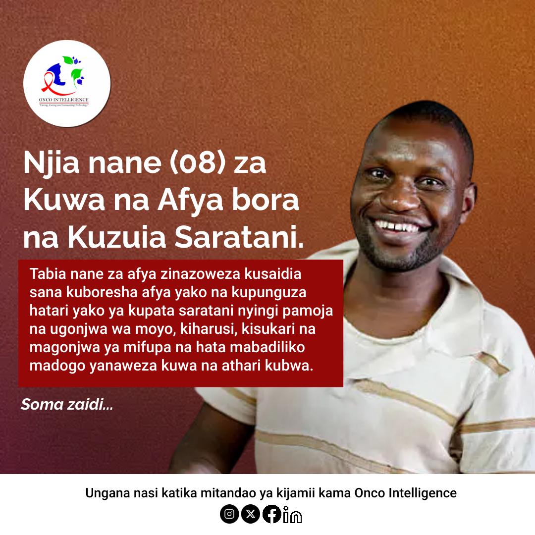 oncointelligenc's tweet photo. Dhibiti afya yako na uwahimize #Marafiki na #Familia yako kufanya vivyo hivyo 👨⚕️🏥
✅ Chagua tabia moja au mbili za kuanza nazo. Fuatana nasi kwa mfululizo huu Ukishapata kujua nenda kawaelimishe #Wengine.
🔔 Usikose Post ijayo Moja Kwa Moja hadi #08Tips
@wizara_afyatz @thpstz https://t.co/l6rAPZt30R