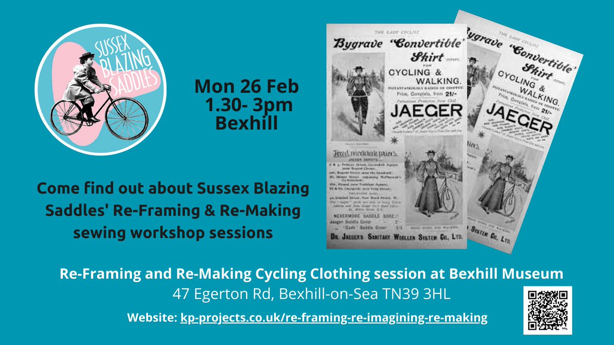 Twitter
Join #SussexBlazingSaddles Re-Framing &amp; Re-Making cycling clothing session this Mon 26 Feb 1.30-3pm at <a href="/bexhillmuseum/">Bexhill Museum</a>!  We’d like to hear your ideas on what free activities on re-framing &amp; re-making cycling clothing we should run
kp-projects.co.uk/re-framing-re-…

<a href="/HeritageFundL_S/">The National Lottery Heritage Fund London & South</a>