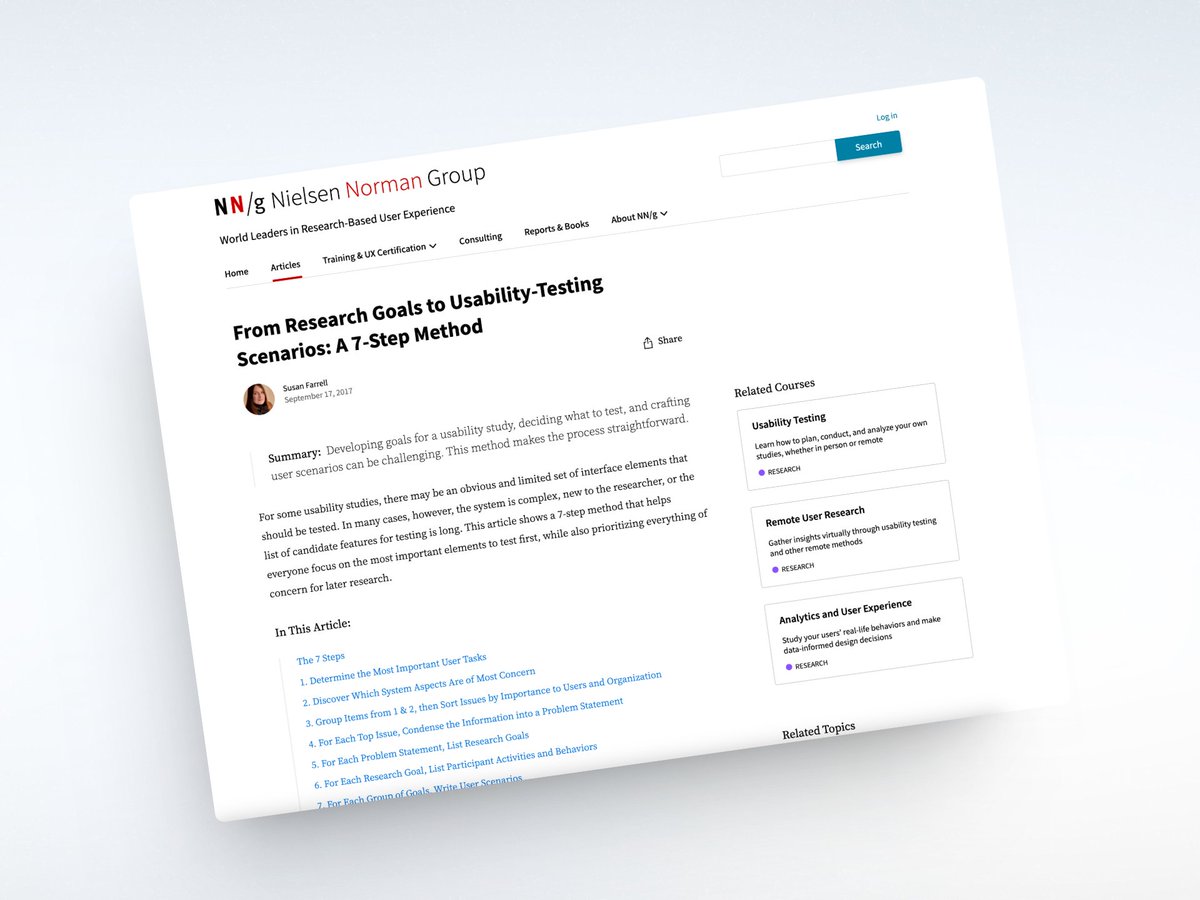 The Nielsen Norman Group creates some of the best material available on conducting User Experience Research. Today, I'm sharing the 7 step method article that we incorporate into UX projects at @narrow_land. Valuable stuff here, definitely worth a read: nngroup.com/articles/ux-re…