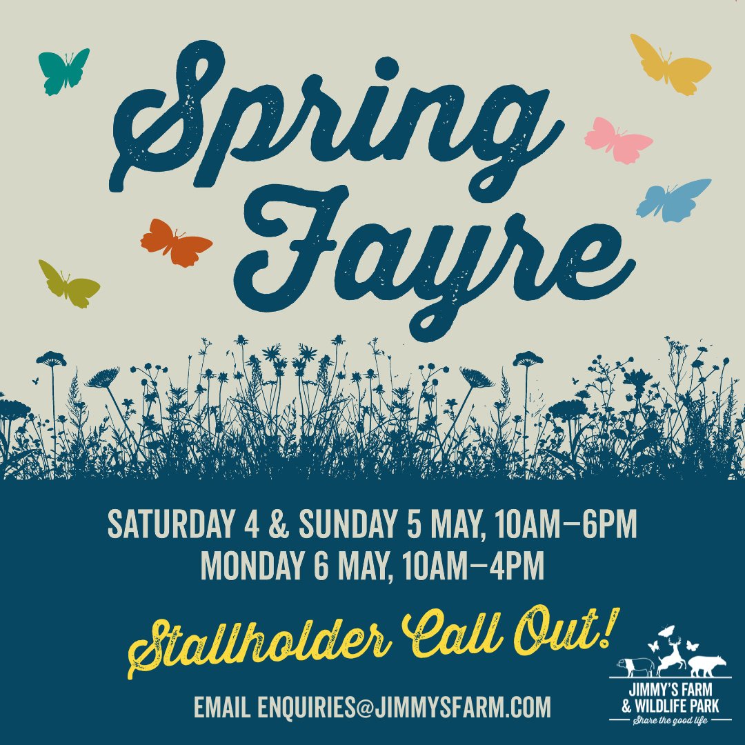 Call out for stallholders!! Are you an East Anglian based business and are interested in trading at our Spring Fayre? 🦋

Please do pop us an email for details and pricing! enquiries@jimmysfarm.com We'd love to have you there! 💗