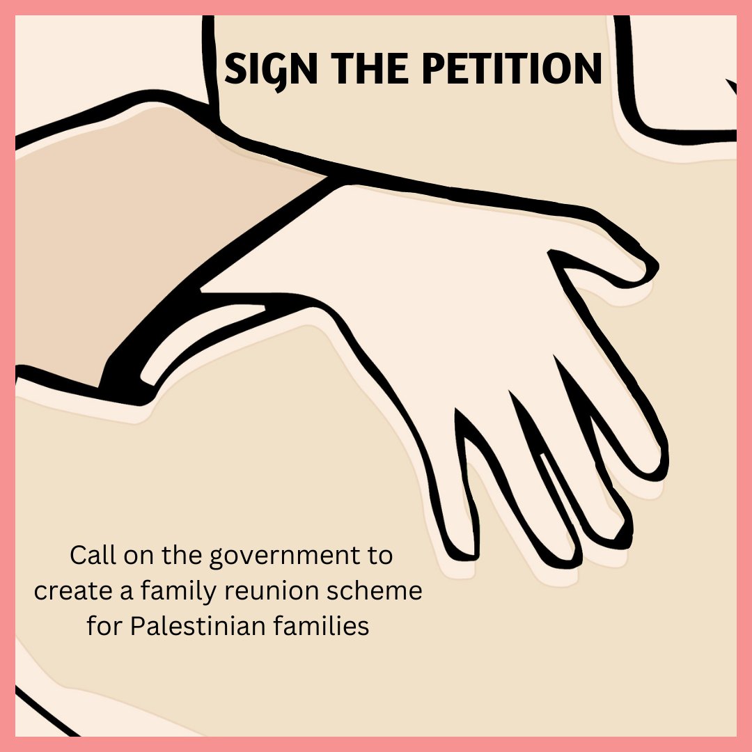 📢 Join us in calling for a viable family reunion scheme for Palestinian families.

Sign the urgent petition and share widely to help get it to the 100,000 signatures needed to be considered for a debate in Parliament.

petition.parliament.uk/petitions/6485…