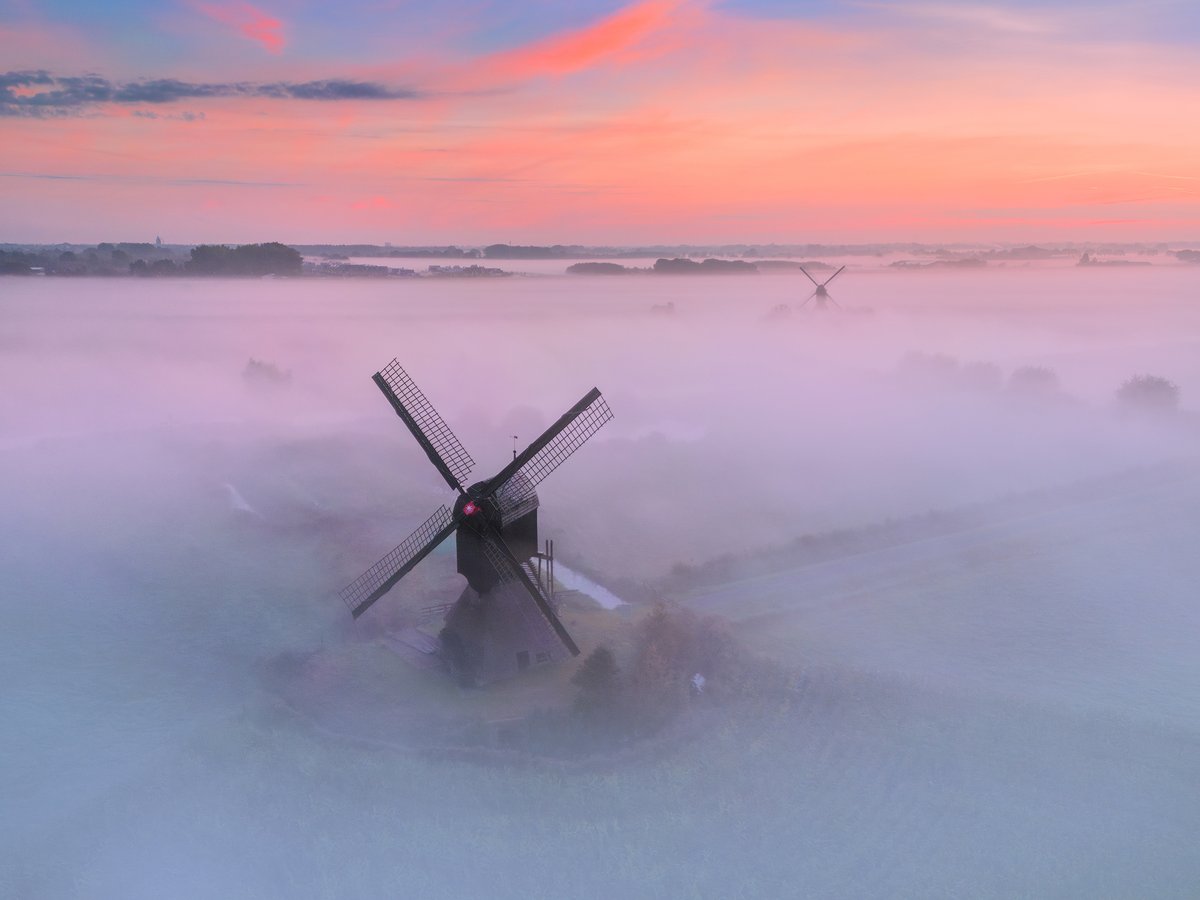 Windmills above the fog