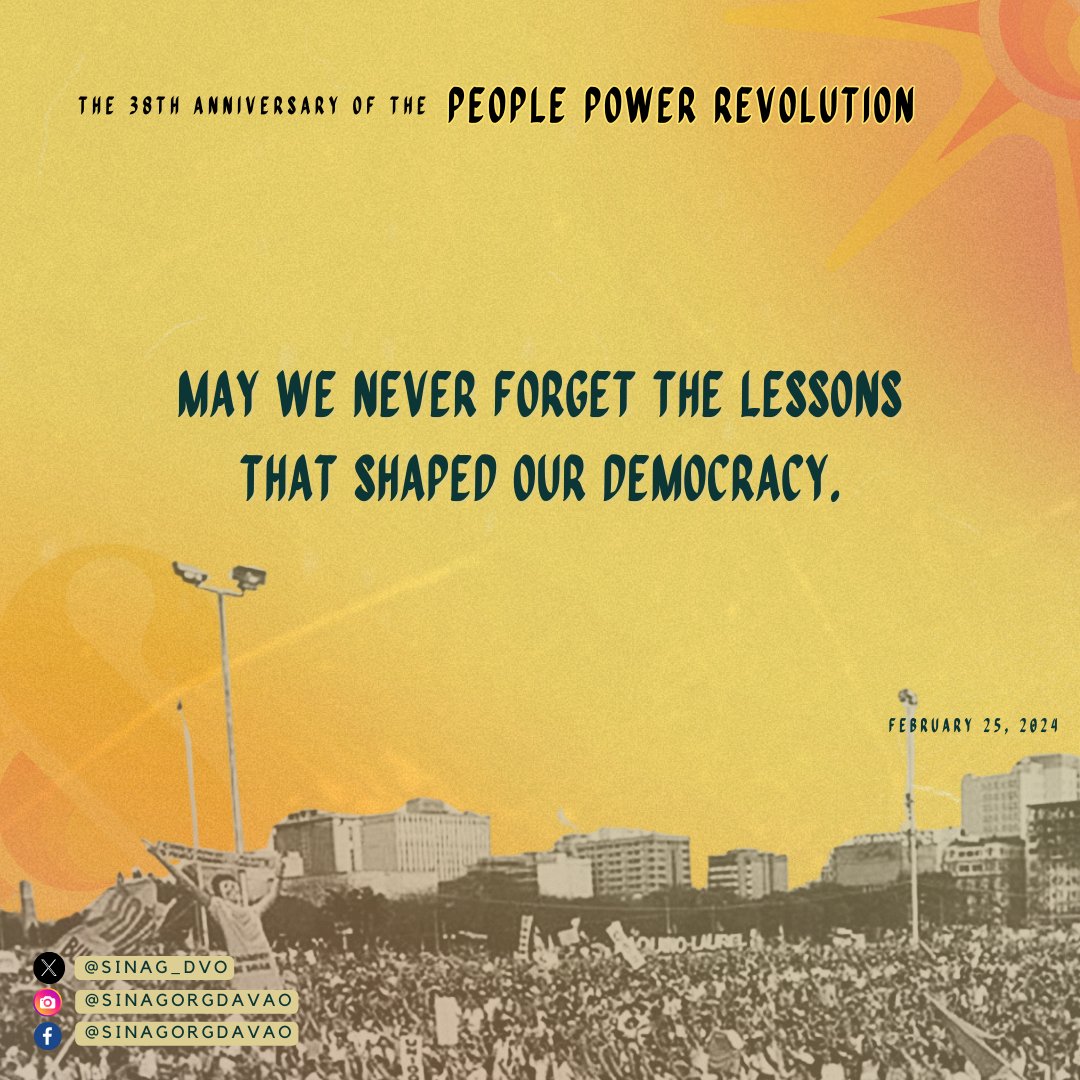 𝐎𝐟𝐟𝐢𝐜𝐢𝐚𝐥 𝐒𝐭𝐚𝐭𝐞𝐦𝐞𝐧𝐭 𝐨𝐟 𝐒𝐨𝐜𝐢𝐚𝐥 𝐈𝐧𝐢𝐭𝐢𝐚𝐭𝐢𝐯𝐞𝐬 𝐭𝐨𝐰𝐚𝐫𝐝𝐬 𝐍𝐮𝐫𝐭𝐮𝐫𝐢𝐧𝐠 𝐂𝐨𝐦𝐦𝐮𝐧𝐢𝐭𝐢𝐞𝐬 𝐚𝐧𝐝 𝐀𝐜𝐭𝐢𝐯𝐞 𝐆𝐨𝐯𝐞𝐫𝐧𝐚𝐧𝐜𝐞 (𝐒𝐈𝐍𝐀𝐆) 𝐟𝐨𝐫 𝐄𝐃𝐒𝐀 𝐏𝐞𝐨𝐩𝐥𝐞 𝐏𝐨𝐰𝐞𝐫 𝐀𝐧𝐧𝐢𝐯𝐞𝐫𝐬𝐚𝐫𝐲

#EDSA38