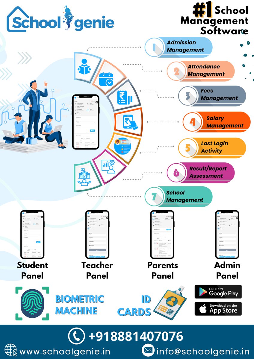 School Genie: The #1 School Management Software for All Your Needs✨ ERP SOFTWARE
Streamline Your School with School Genie's Powerful Features 
#SchoolManagementSoftware
#SchoolAdministration
#SchoolManagement
#EducationSoftware
#SchoolERP
#SchoolSoftware
#SchoolPrincipal