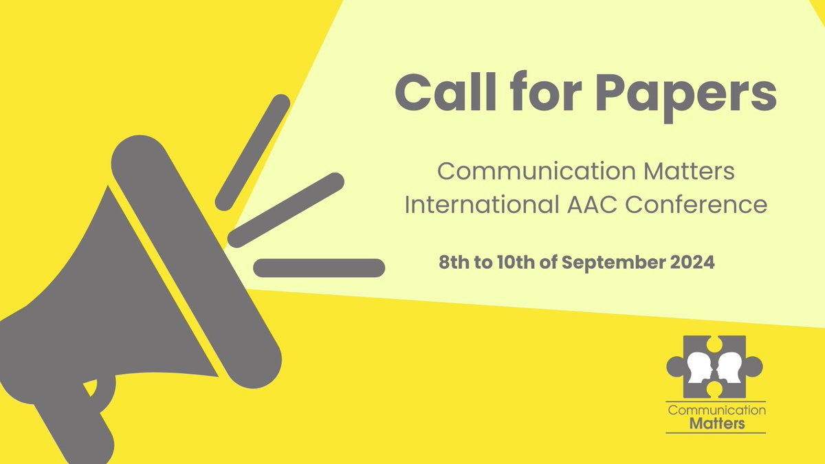 The Communication Matters International #AAC Conference 2024 Call for Papers is now live! Share your ideas, experiences, and best practices at #CM2024conf Deadline for submissions is 19th of April Details: bit.ly/cm2024callforp…