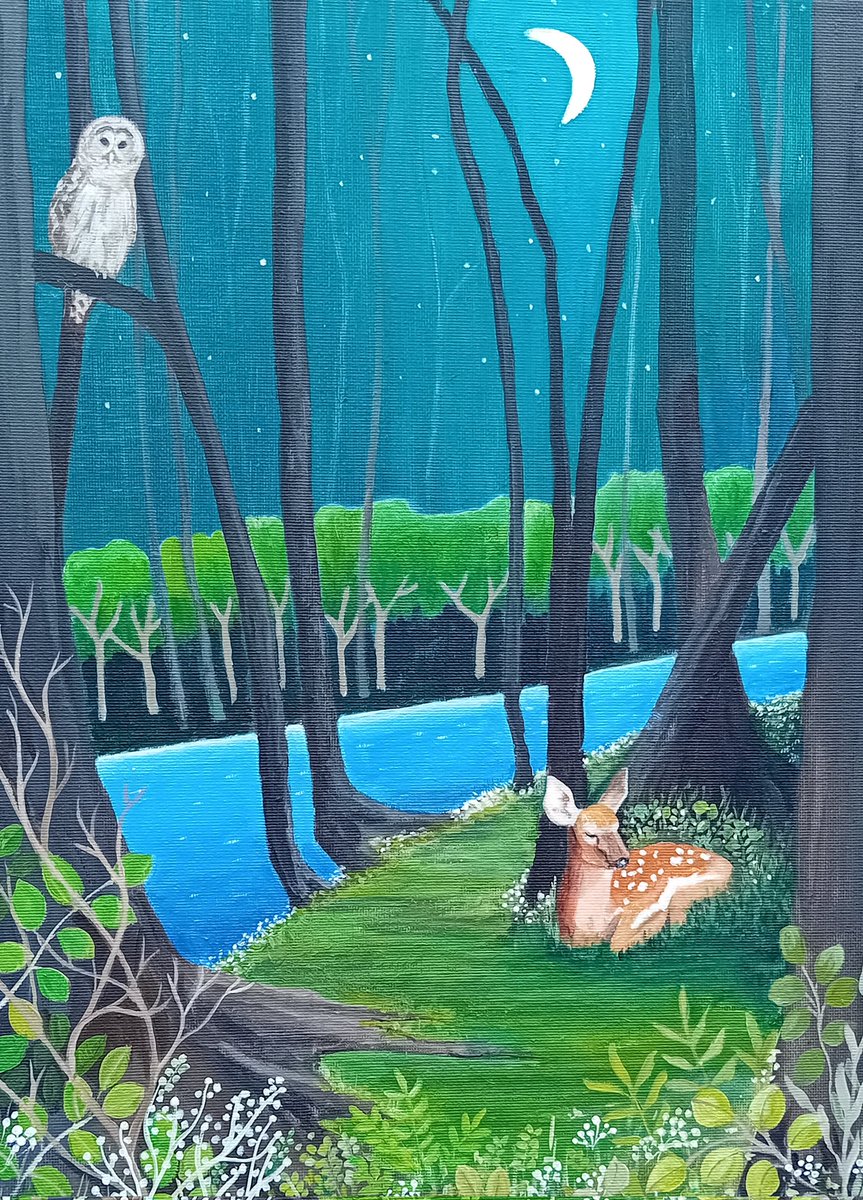The Deer and the Owl
#acrylicpainting #welshartist