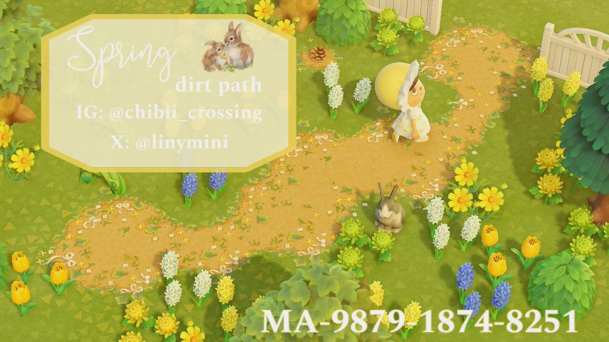 linymini's tweet image. New spring dirt path on my Designer ID:
✧・゚~ MA-9879-1874-8251 ~ ✧・゚
💛🌿🌼🐰
#acnh #acnhcode #acnhdesign #springcore