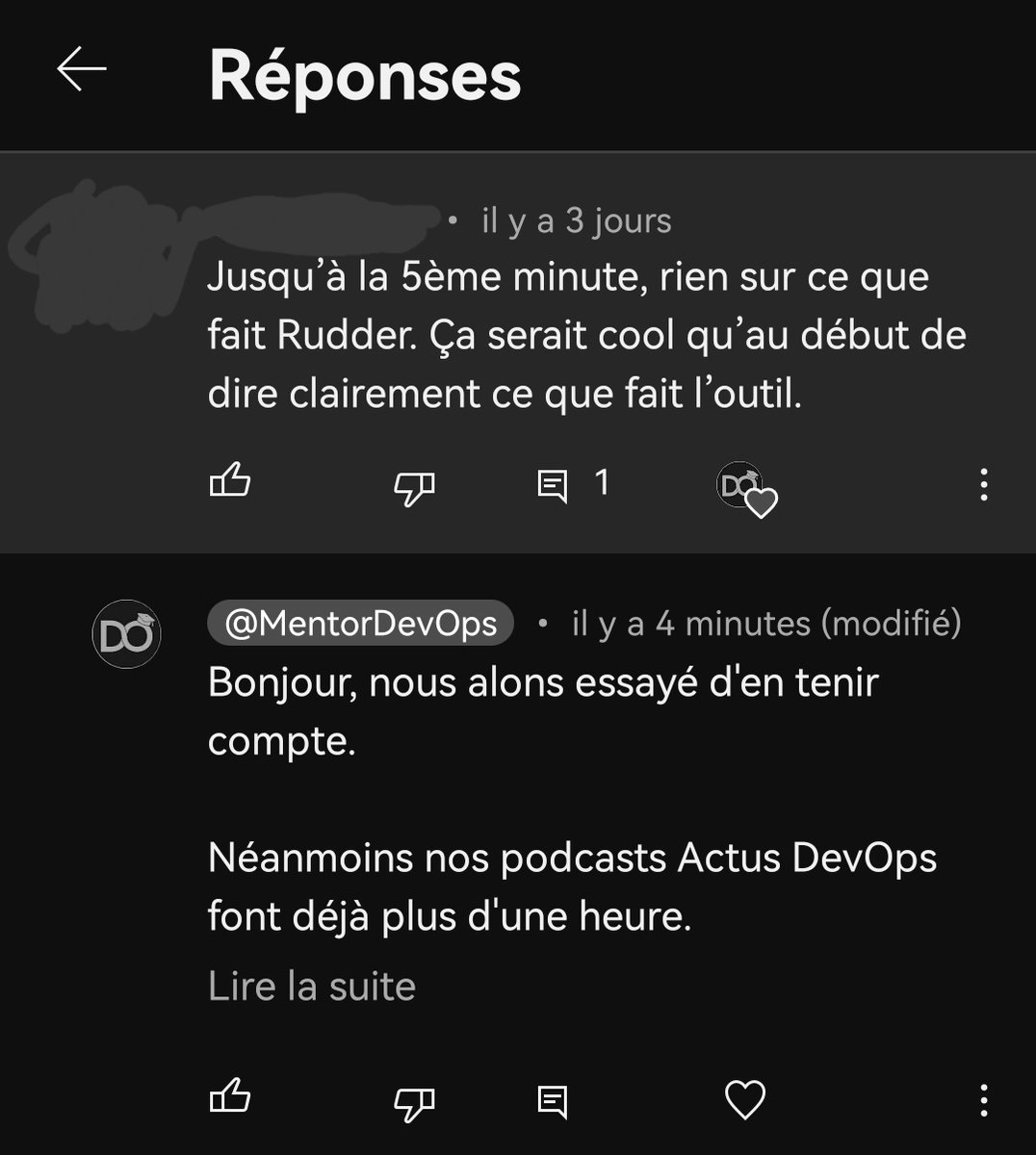 MentorDevOps's tweet photo. Le #podcast #RadioDevOps est bien sur ouvert aux suggestions et demande d'amélioration. L'amélioration continue faisais partie des fondements du #DevOps.
Mais il faudrait voir à ne pas oublier la politesse. Nous sommes des bénévoles et certainement pas à votre service... https://t.co/YIoWe7UQi0