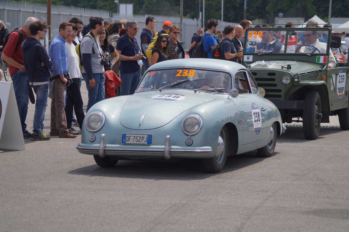 The Porsche 356 1500, introduced in 1952, epitomized elegance and performance, marking a significant chapter in automotive history. Its sleek design, powered by a 1500cc engine, set new standards in sports car engineering. #Porsche #Millemiglia #Milano #Monza