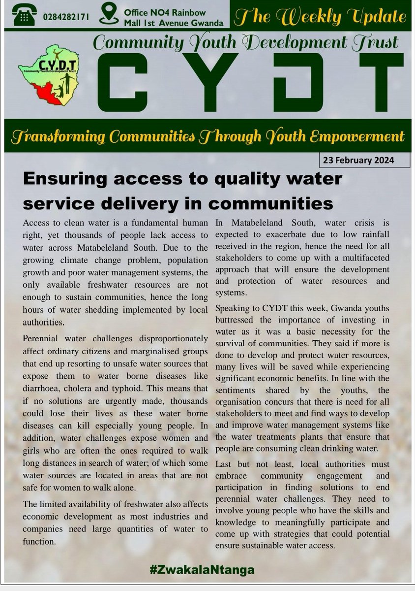 CYDT Weekly update
Have a blessed week ahead
#ZwakalaNtanga