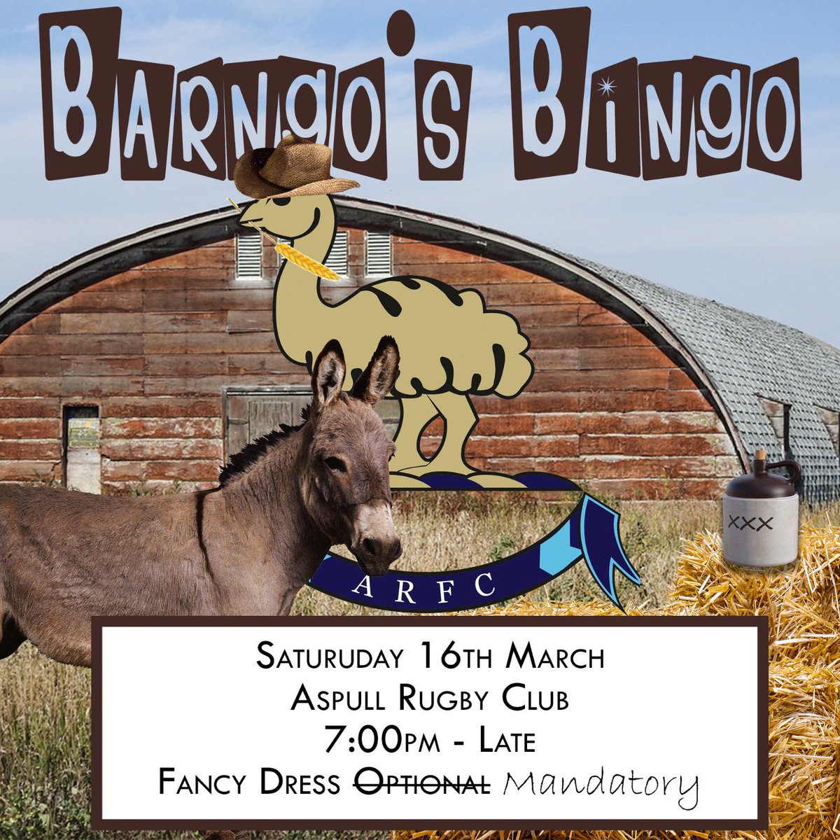 ITS BACK….. BIGGER THAN EVER BEFORE SO DIG OUT YOUR COWBOYS, COWGIRLS & COWTHEMS FANCY DRESS FOR SOME AUDIENCE PARTICIPATION AND SADDLE UP FOR…….. BARNGO BINGO 🤠 Last few tickets available please contact the socials team for tickets (Jon gav, matty Walker, Rods or Allan)
