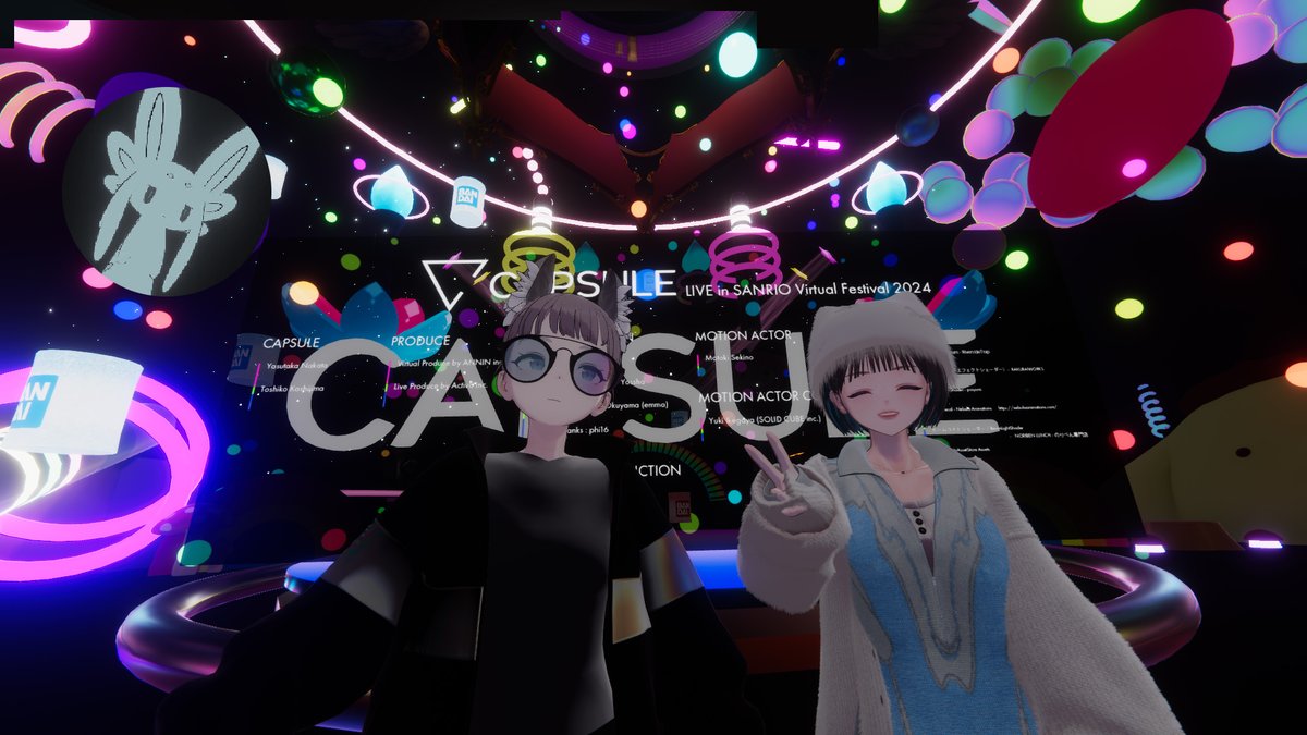 CAPSULE LIVE in サンリオVfes.2024
ありがとうございました！
<a href="/CAPSULEOFFICIAL/">CAPSULE</a>

Direction by : ReeeznD 
Modeling Specialist by ：Yossha <a href="/yoshino_alice2/">ﾖｯｼｬ｜Yossha : お仕事募集中</a>
Producer：Kouko Okuyama (emma) <a href="/koukoplus/">kouko</a>
Virtual Produce by ANNIN inc. 
Live Produce by Activ8 inc. <a href="/Activ8_PR/">Activ8 Inc. 広報</a> 
#サンリオVfes