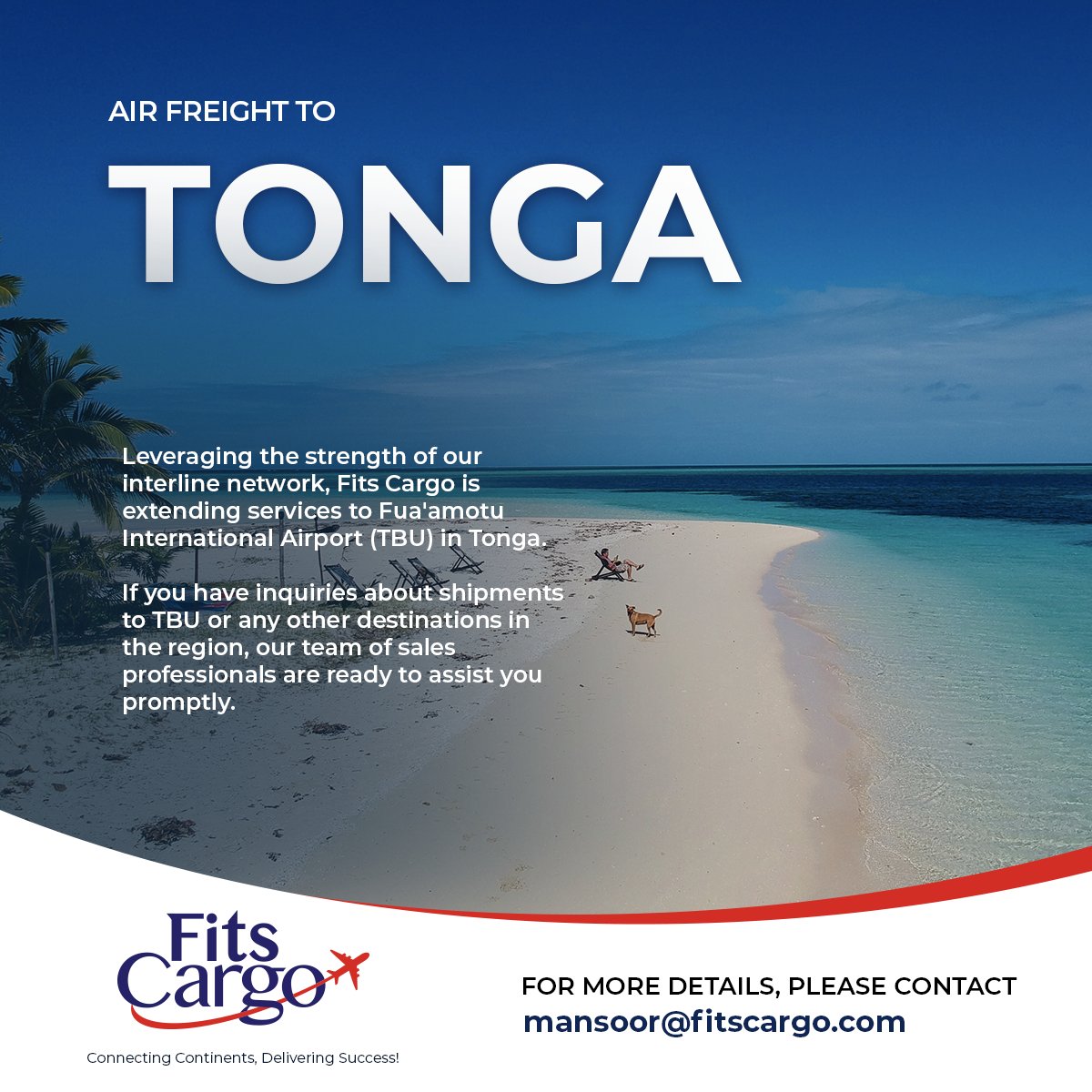 For any Air export shipments from BOM, COK or GOI to Tonga (TBU), please feel free to contact me on mansoor@fitscargo.com #Aircargo #Export #Airfreight #import #logistics #Freightforwarding #Supplychain #Pharmaexport #Managua #Nicaragua #PharmaceuticalManufacturing