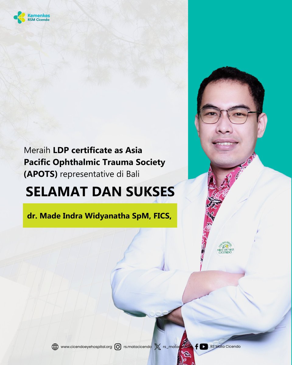 rs_matacicendo's tweet photo. Selamat dan Sukses untuk dr. Made Indra W, SpM, FICS - PMN RS Mata Cicendo, yang telah menyelesaikan Asia Pacific Academy of Ophthalmology (APAO) Leadership Development Project sebagai perwakilan Asia Pacific Ophthalmic Trauma Society (APOTS)
#APAO #APOTS #bali #indonesia https://t.co/aJuYFMIyqi