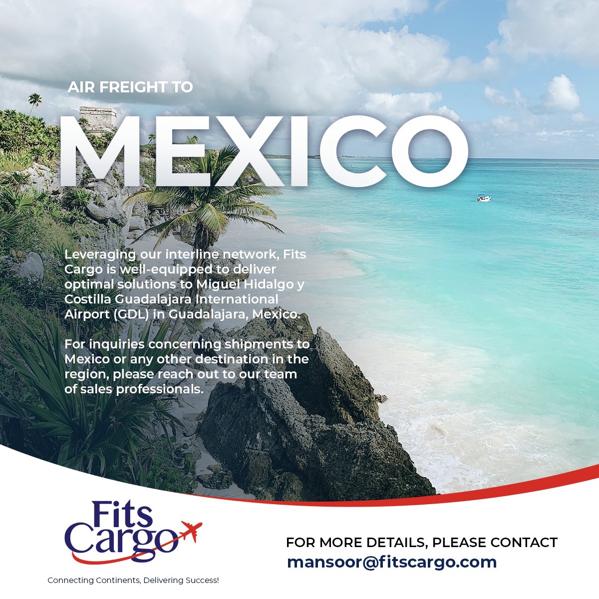 For any Air export shipments from BOM, COK or GOI to Miguel Hidalgo y Costilla Guadalajara International Airport (GDL), Mexico, please feel free to contact me on mansoor@fitscargo.com #Aircargo #Export #Airfreight #import #logistics #Freightforwarding #Supplychain #Pharmaexport