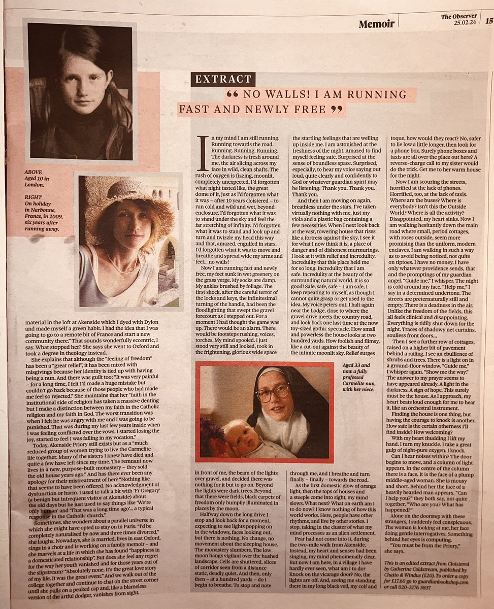 …”her beautifully written memoir, CLOISTERED, which one reads with fascination, empathy and mounting alarm”.

Catherine Coldstream interviewed by Kate Kellaway for today’s Observer about her memoir of life as a nun, coming from Chatto &amp; Windus on the 7th March and St Martins USA