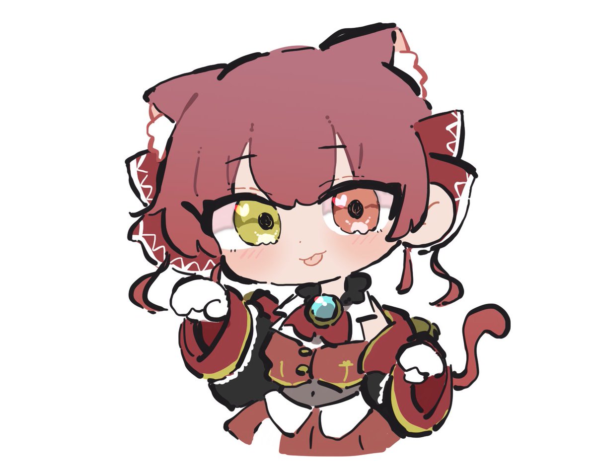 houshou marine ,houshou marine (1st costume) 1girl animal ears heterochromia solo tail cat ears red hair  illustration images