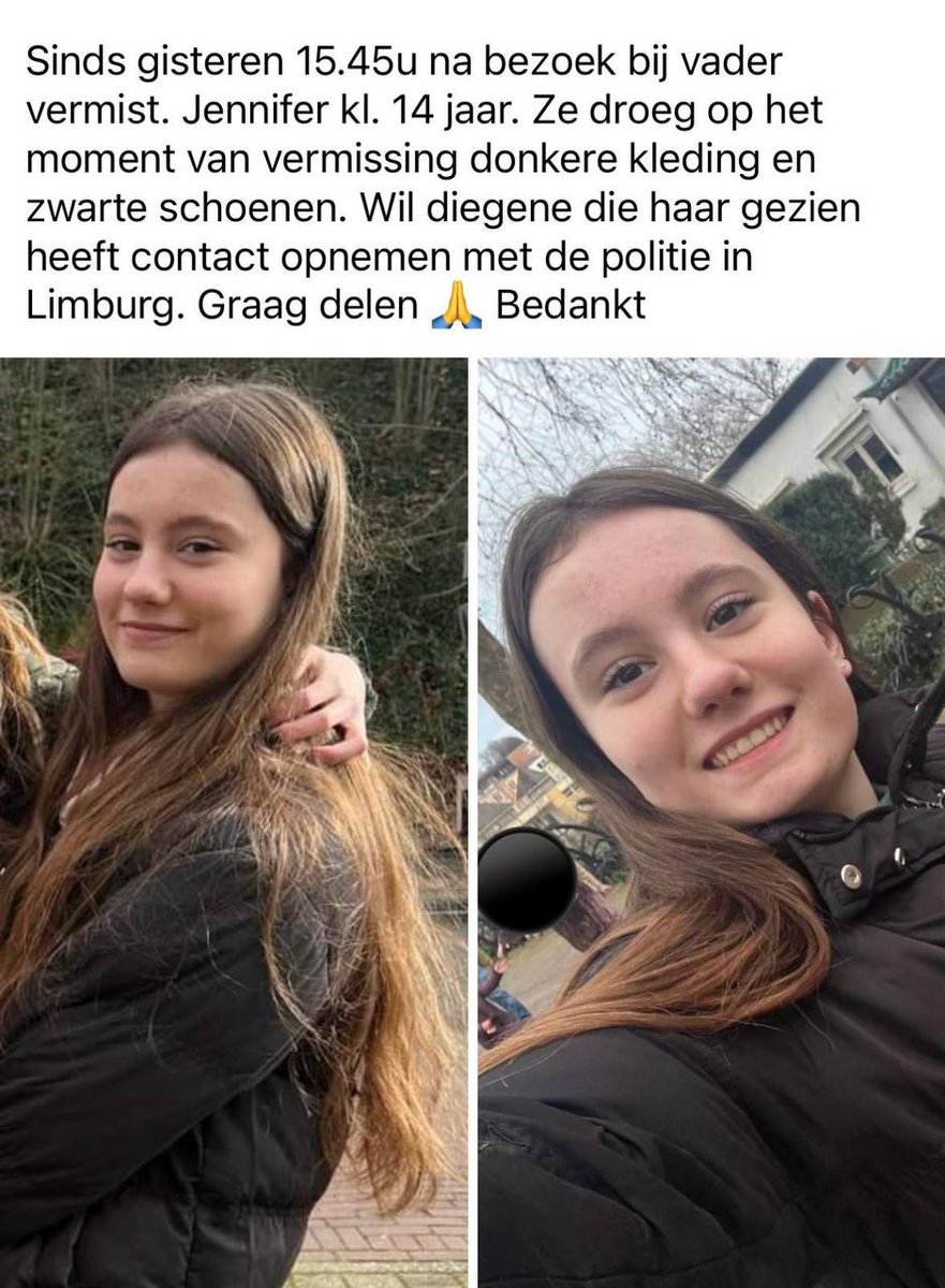 91311_Lol's tweet image. 🛑Vermist 🛑
Jennifer 14 jaar. 
Contact politie Limburg als je iets weet of hebt gezien.
Delen = 🙏🏻