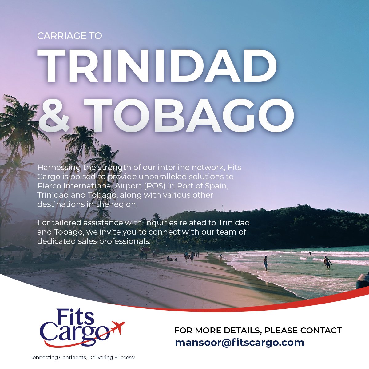 For any Air export shipments from BOM, COK or GOI to Port of Spain (POS), Trinidad & Tobago, please feel free to contact me on mansoor@fitscargo.com #Aircargo #Export #Airfreight #import #logistics #Freightforwarding #Supplychain #Pharmaexport #Bamako #Mali #TrinidadandTobago