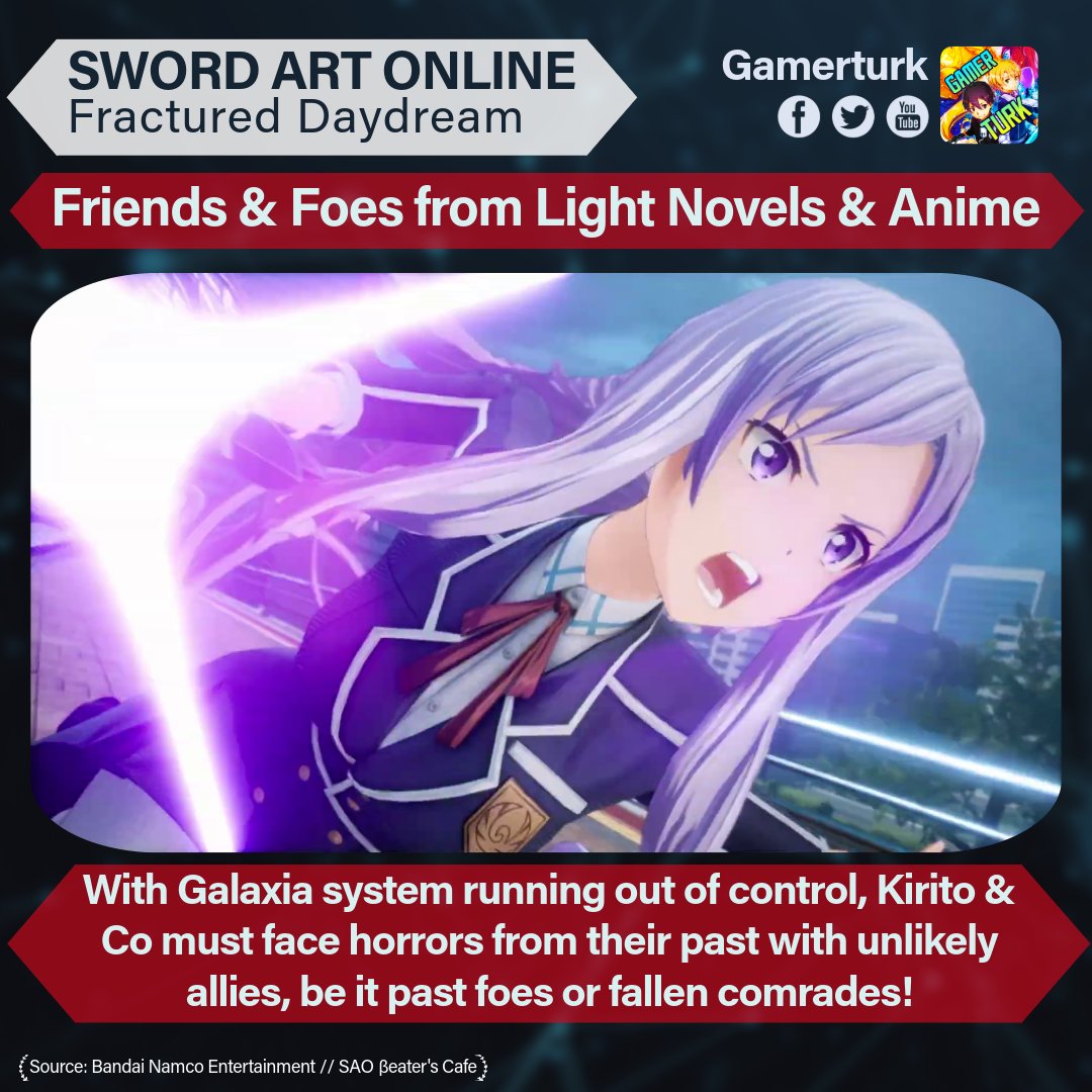 Corrupted memories can be dangerous.

Make sure to take your old nemesis and dead boyfriends along as you face off the challenges Galaxia System throws at you in Sword Art Online Fractured Daydream!

#SwordArtOnline #SAOFD #sao_games #sao_game10th