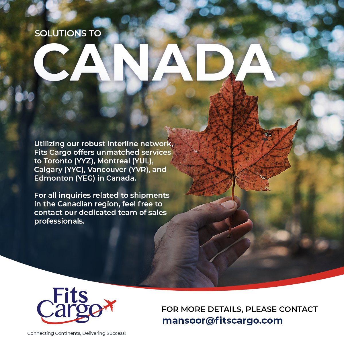 For any Air export shipments from BOM, COK or GOI to any Canadian Airport, please feel free to contact me on mansoor@fitscargo.com #Aircargo #Export #Airfreight #import #logistics #Freightforwarding #Supplychain #Pharmaexport #Bamako #Mali #PharmaceuticalManufacturing