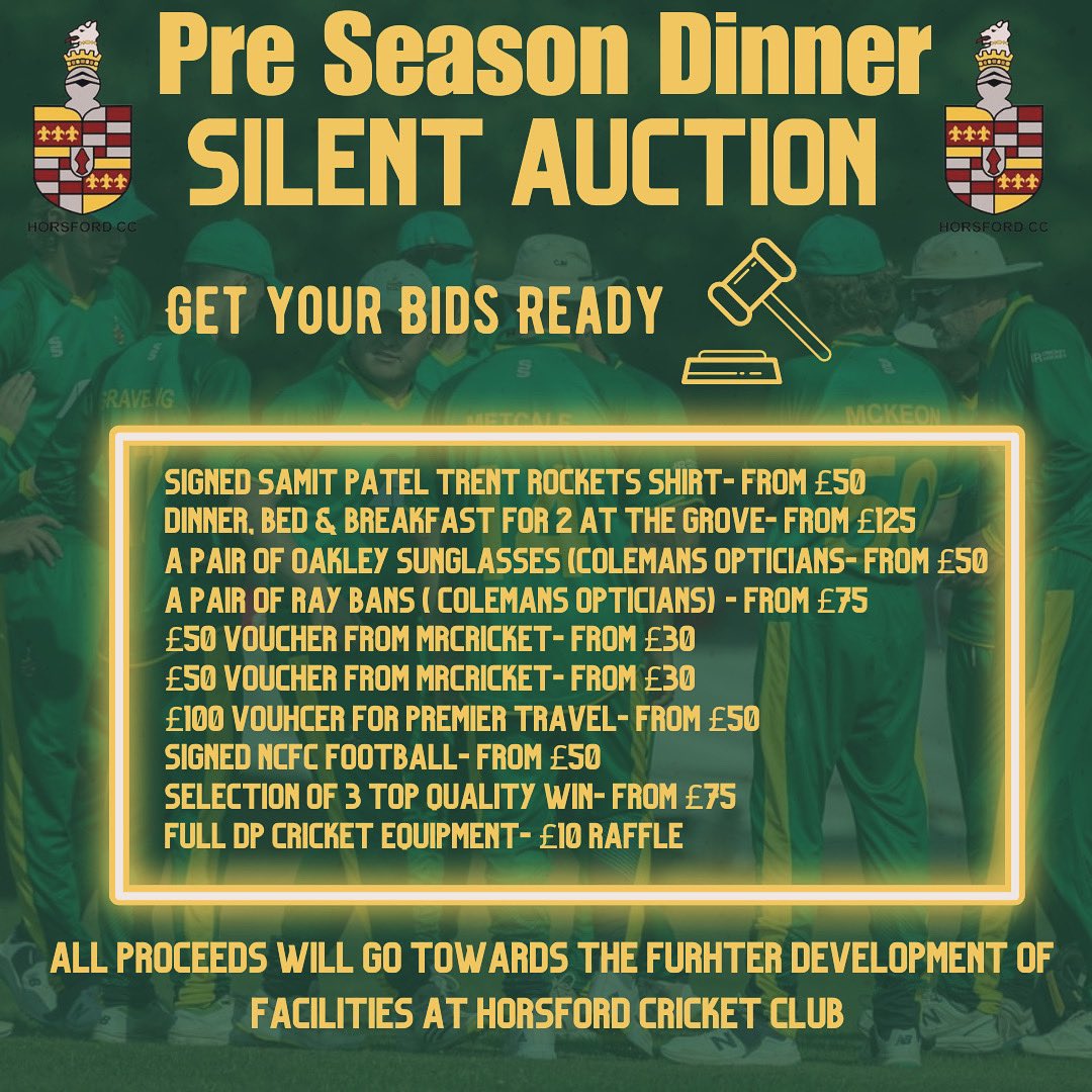 We’re delighted to announce the items that will be available on silent auction ahead of our pre season meal on March 15th. To take a look at the items please head to app.galabid.com/preseasondinne… 
Funds made from the auction will go towards the further development of facilities at HCC.