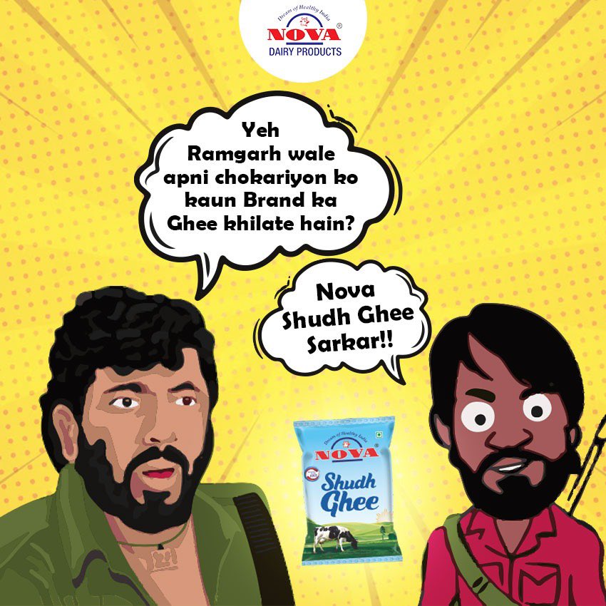 Even Gabbar knows Nova Ghee, what about you?  #NovaDairy #shudhghee #novaGhee #Desighee #cashback #Cashbackoffer #novaDairy #gabbar #samba