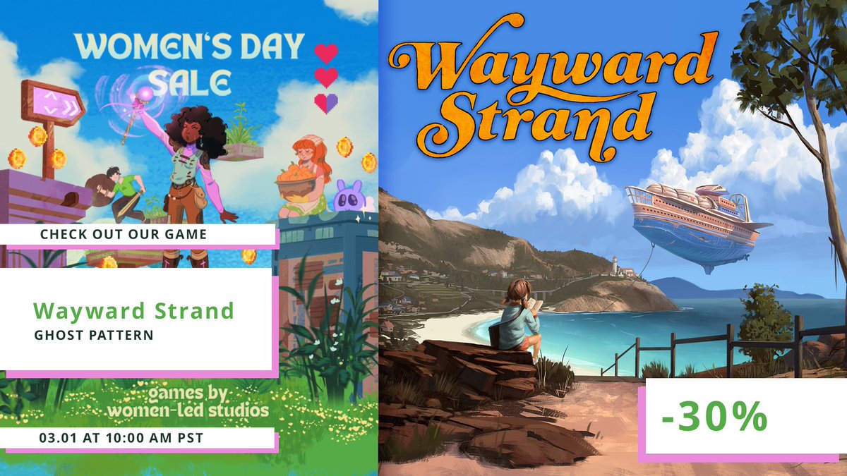 EXCITED to be a part of the <a href="/wingsfundme/">WINGS</a> steam event! Loads of great women led studios and games on special this week, make sure you check them out. Amazing work being made by all of us.

🥳 Wayward Strand is on sale at a 30% discount all week