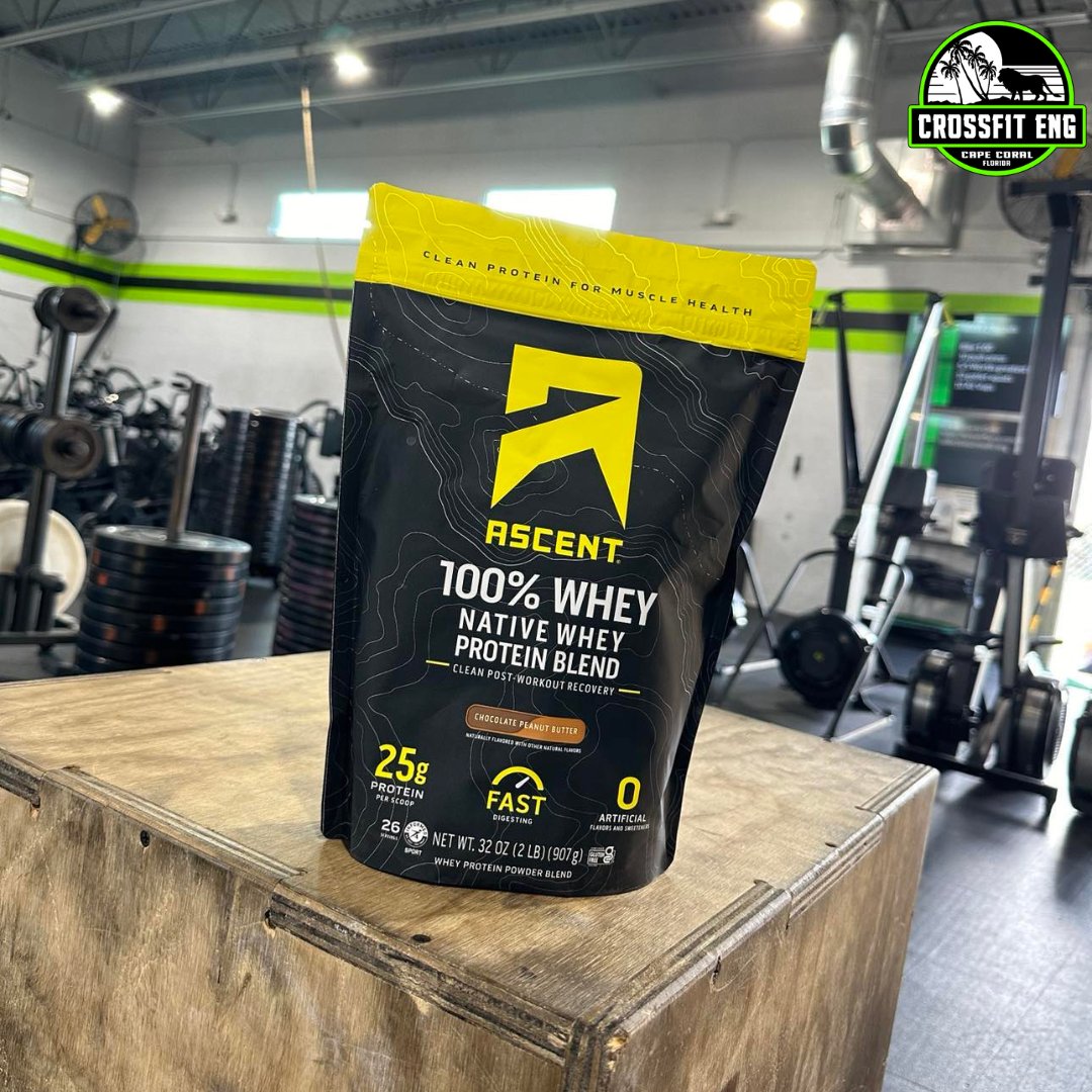 Try the Chocolate Peanut Butter Ascent Whey Protein Blend at CrossFit ENG today!💥A single scoop of Ascent whey delivers 25 grams of clean, fast-digesting protein to help your muscles recover from intense workouts.💪 #crossfit #best #gym #gymnearme #nearme #capecoral #florida