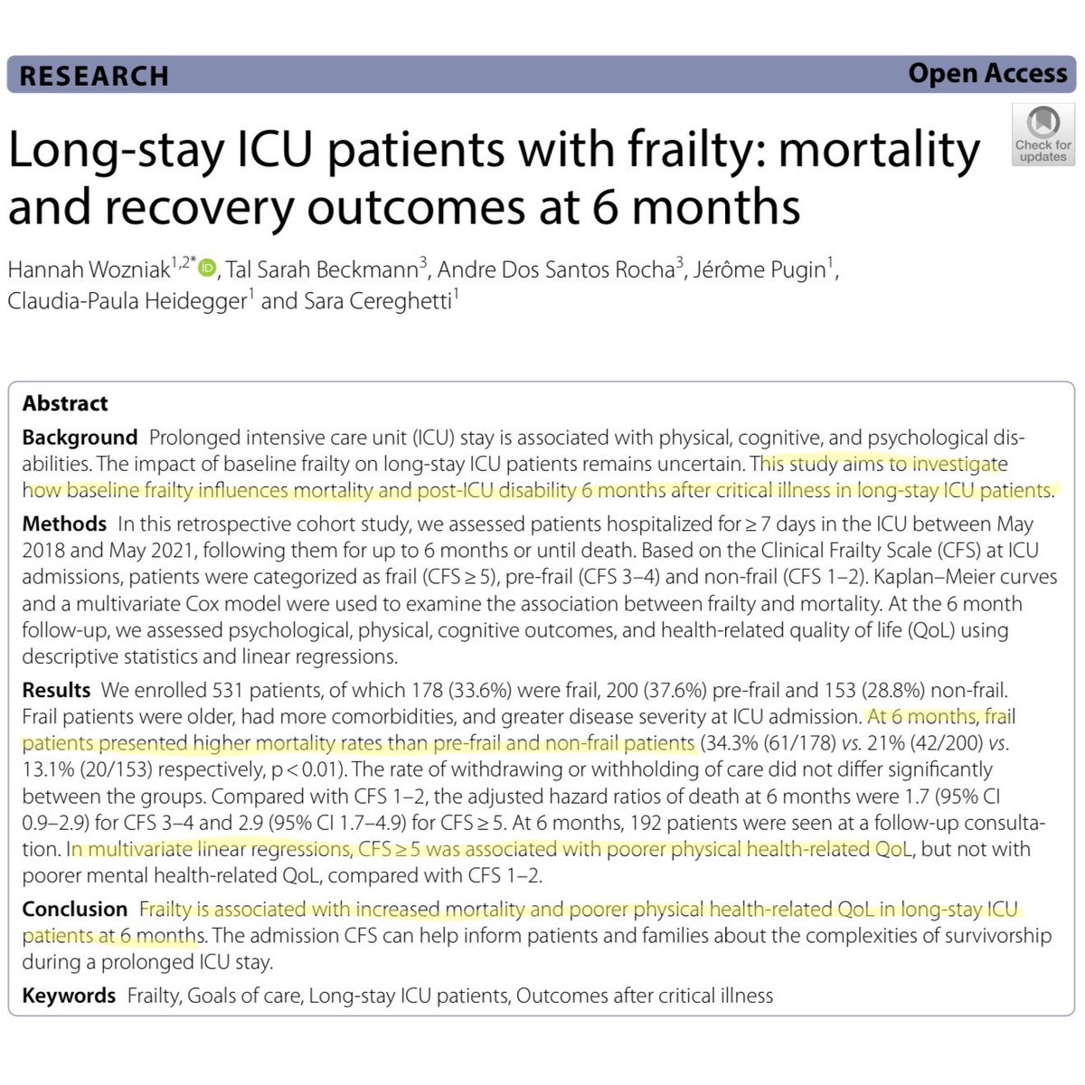 Those of us in the ICU are well aware that frail patients don’t come out of their hospitalization unscathed. These data are helpful for families who have struggle accepting the dramatic decline in quality of life in ICU “survivors”. 🎩 tip to the authors.

eddyjoemd.com/foamed/