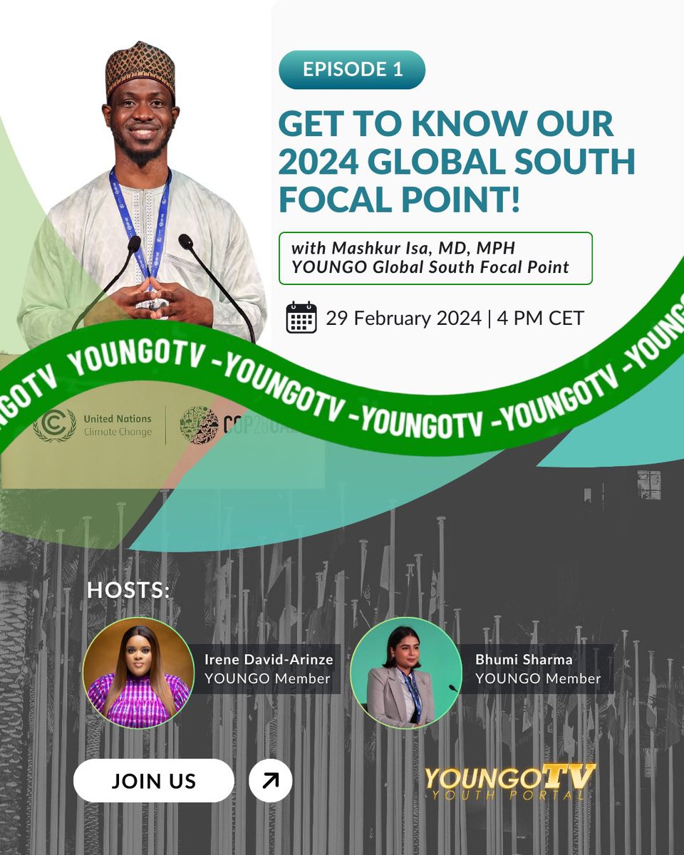 🌍 Coffee or tea? Rice or bread? Join our live chat with 2024 Global South Focal Point, @IsaMashkur, on 29 Feb, 4 pm CET. Dive into the stories and choices driving change. Save the date! 🔗 linktr.ee/YOUNGO.UNFCCC