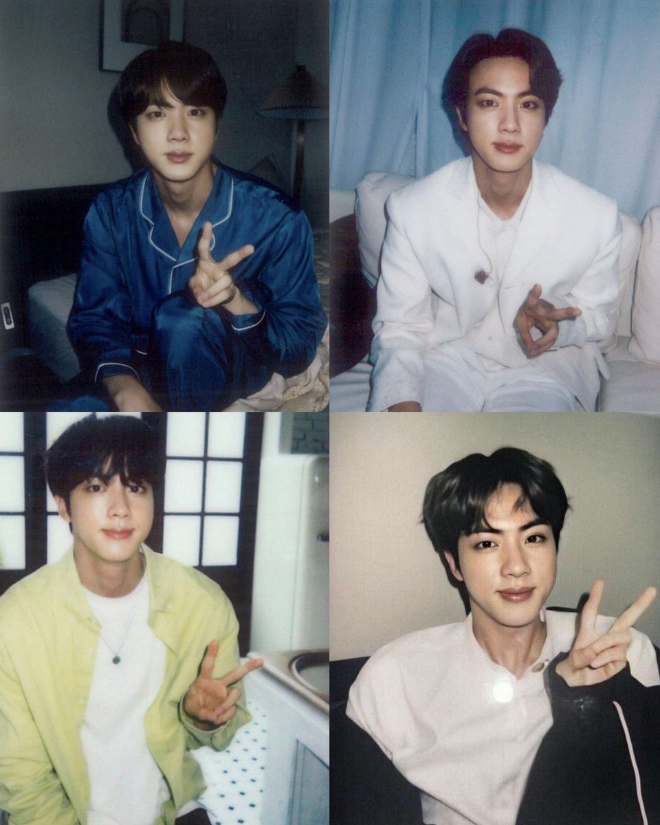 seokjin in polaroid being 😊 ✌️