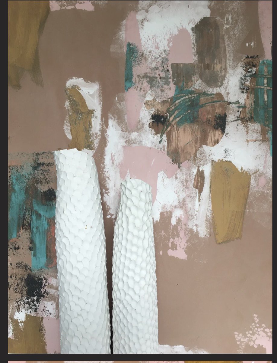 Abstract Painterly wallpaper in Clay + Turquoise one of many colour ways